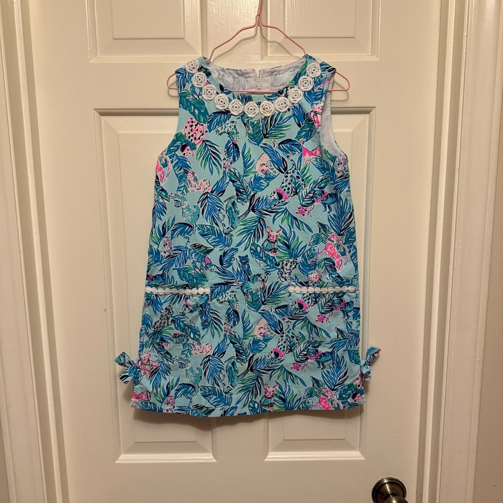 Lilly Pulitzer Girls Shift Dress “Barking up the Palm Tree” in Size 7